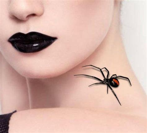 Temporary Tattoo 2 Spiders Halloween 3d Black Widow Fake Etsy Fake