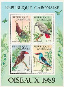 Stamp Birds Gabon Birds 1989 Mi GA BL61 Sn GA 660a Yt GA BF57 Sg