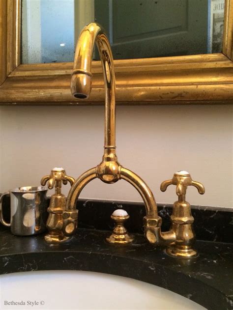 Antique brass kitchen basin faucet. #BethesdaStyle ~ Etoile Gooseneck Unlacquered Brass Faucet ...