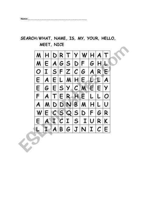English Worksheets Presentation Word Search