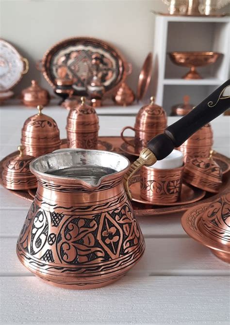 Turkish Arabic Coffee Set Copper Coffee Cup Mug Set Copper Etsy