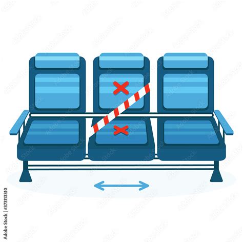 Vector Illustration Seats In The Waiting Room With Markings And Restrictive Tape Social