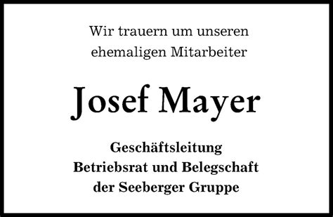 Traueranzeigen Von Josef Mayer Augsburger Allgemeine Zeitung