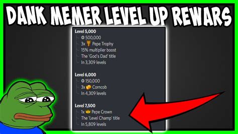 Dank Memer Rewrite Level Up Rewardsnew Update Youtube