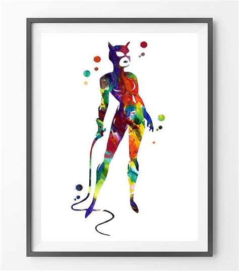 Catwoman Watercolor Print Catwoman Poster By Mimiprints On Etsy