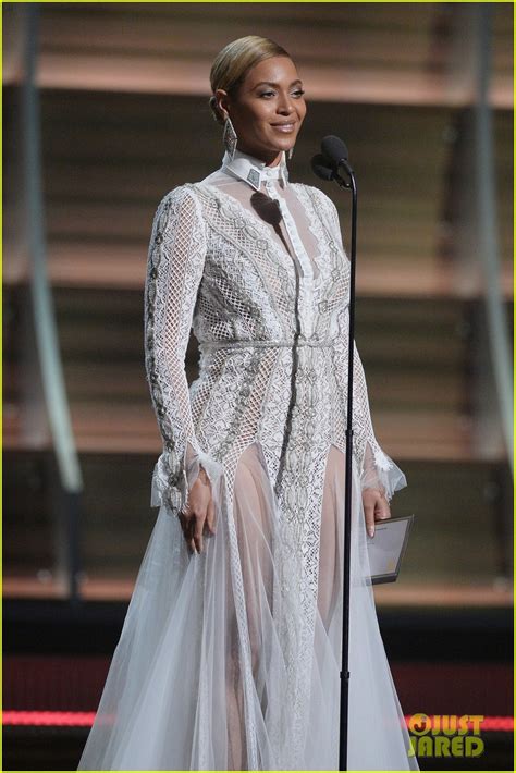 Beyonce Stuns In Sheer White Gown At Grammys Photo