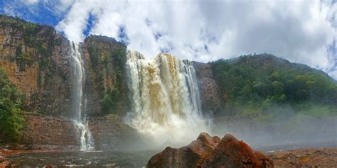 Nature Landscape Canaima National Park Venezuela Waterfall Cliff