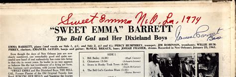 Sweet Emma The Bell Gal New Orleans Jazz Vinyl Jazz Lp Signed X 7 By Sweet Emma Barrett