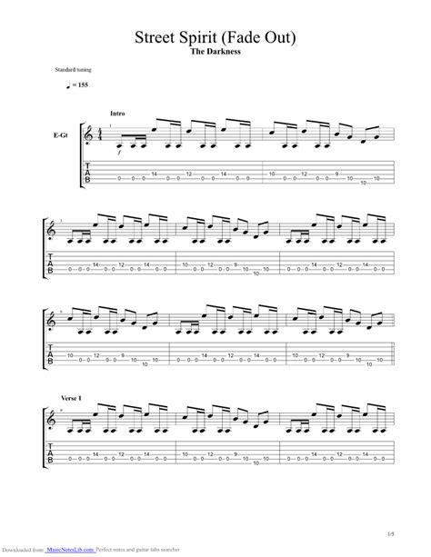 Street Spirit Fade Out Guitar Pro Tab By The Darkness