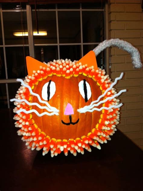 Candy Corn Cat Pumpkin Halloween Diy Outdoor No Carve