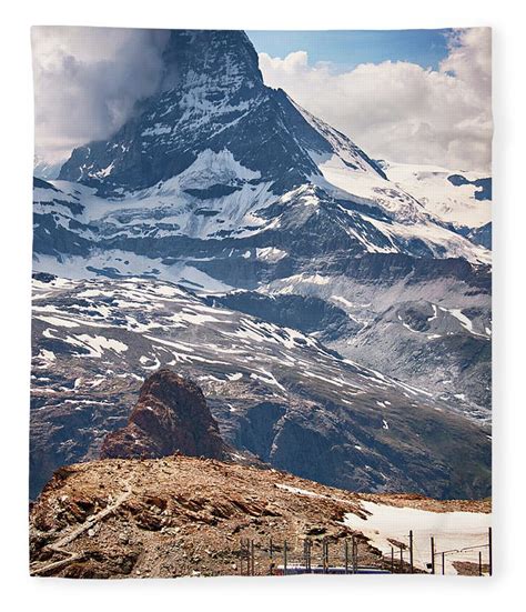 Matterhorn Alpine Adventure Railway Fleece Blanket By Paul Biris