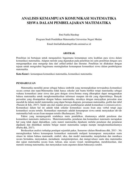 Analisis Komunikasi Matematis Siswa Dalam Pemecahan Masalah Matematika