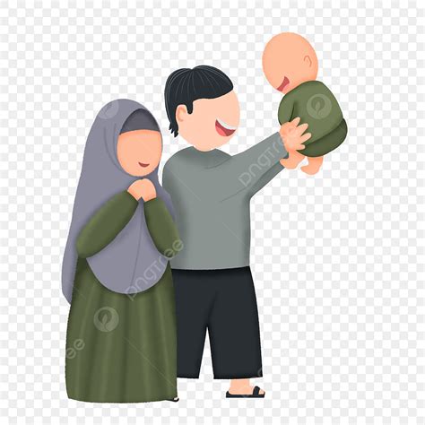 Ilustração De Uma Família Muçulmana Brincando Com Seu Bebê Png