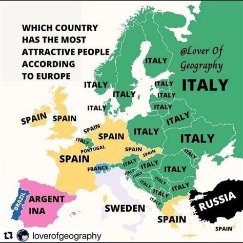 Which Country Has The Most Attractive People According To Europe Map