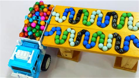 Marble Run Asmr New Wooden Wave Slope ＆ Colorful Marbles ♪ Excavator