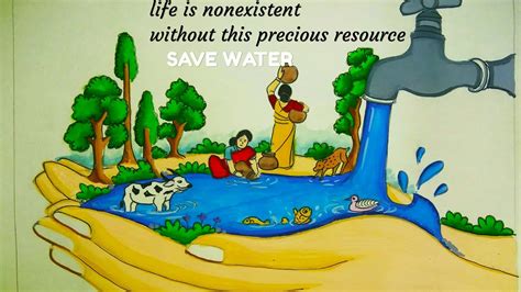 How To Draw Save Water Save Life Drawing For Competition Poster On