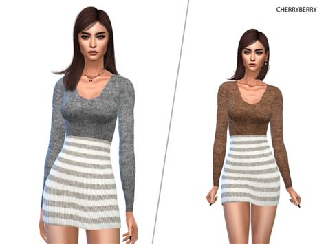 Cozy Mini Dress By Cherryberrysim At Tsr Sims 4 Updates