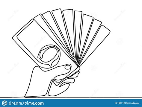 Continuous Line Drawing Of Hands Holding Piles Of Money Banknotes