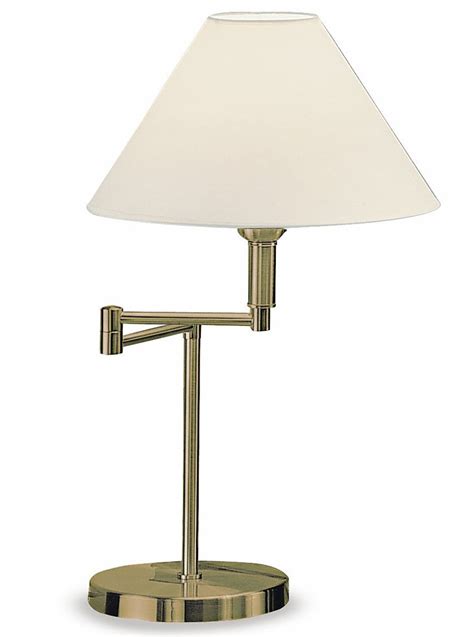 Swing arm desk lamp with magnifier: TL758 Swing arm table lamp, polished brass with a cream ...