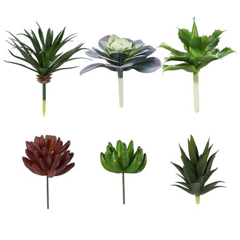 Juvale Faux Succulents 6 Pack Artificial Plants Unpotted Fake