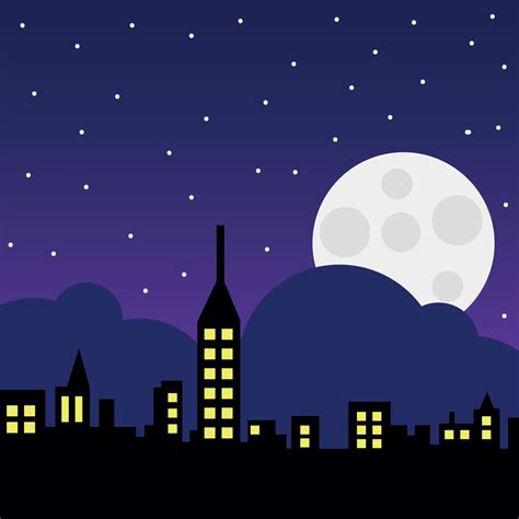 City Landscape With The Moon 213917 Vector Art At Vecteezy