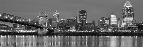 Cincinnati Black And White Panoramic View Photograph By