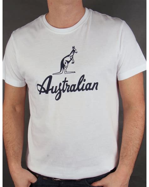 Australian By Lalpina Kangaroo Logo T Shirt Whitenavyteemens