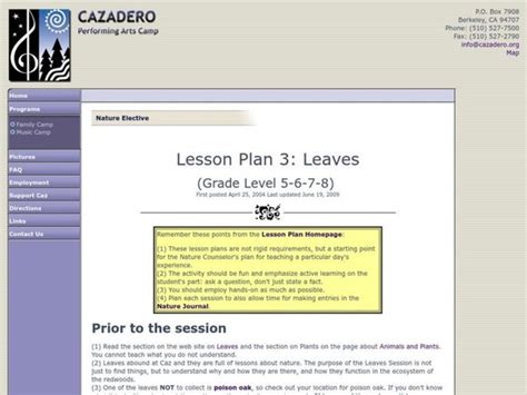 Leaves Lesson Plan for 5th - 8th Grade | Lesson Planet