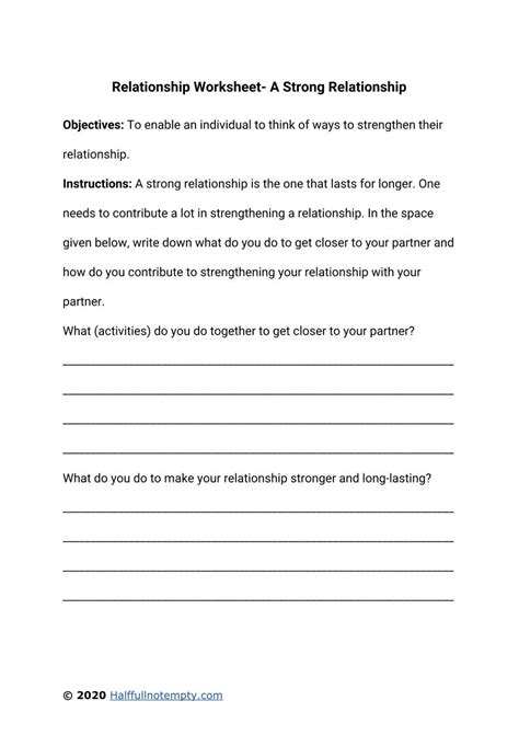 Relationship Therapy Worksheets