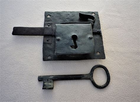 Antique Door Lock And Key Surface Mounted Large Rustic Lock Etsy