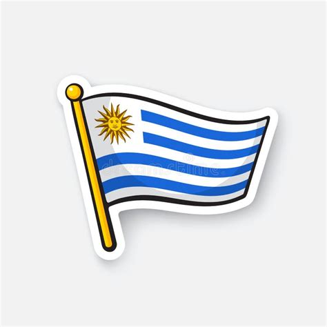 Sticker Flag Of Uruguay On Flagstaff Stock Vector Illustration Of