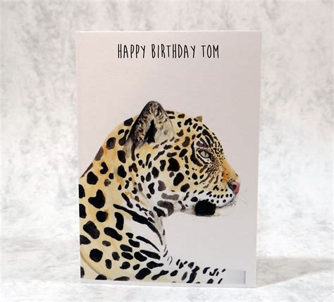 Leopard Birthday Card Safari Animal Birthday Card Wild Etsy