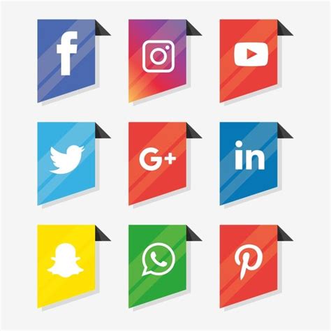 Social Media Icons With Long Shadows