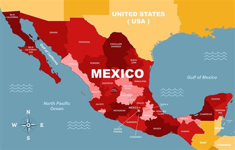 Mapa De México Con Nombre De País Detallado 19136573 Vector En Vecteezy