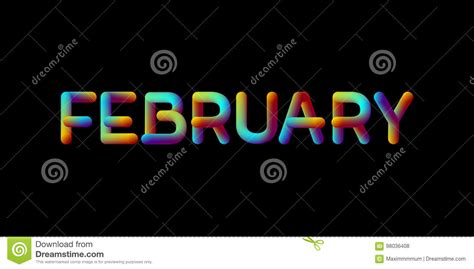February Month Name Handwritten Calligraphic Word Bold Font Vector