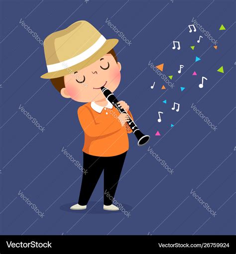 Little Boy Playing Clarinet Royalty Free Vector Image