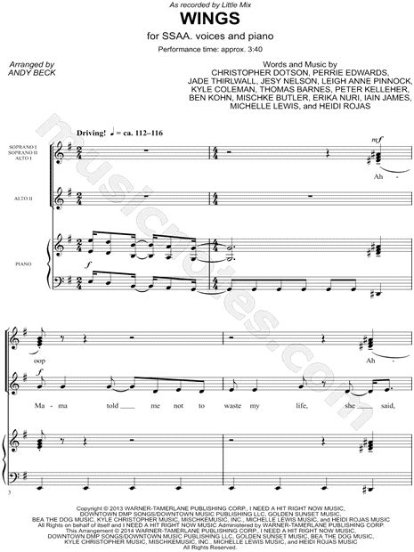 It was released on october 10, 2016 with blood sweat & tears serving as the album's title track. Little Mix "Wings" (arr. Andy Beck) SSAA Choir + Piano ...