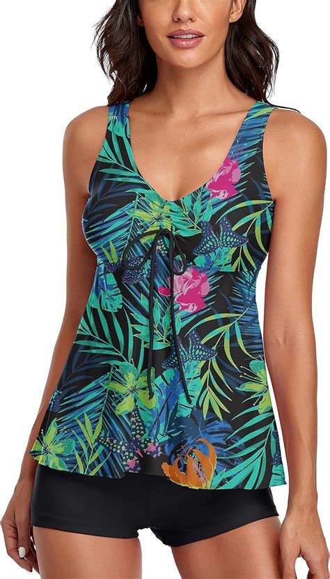 Amazon Com Modest Tankini Swimsuits For Women Two Piece Bathing Suits