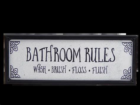 Bathroom Rules Funny Toilet Sign Shelf Sitter Home Wall Art Decor Print