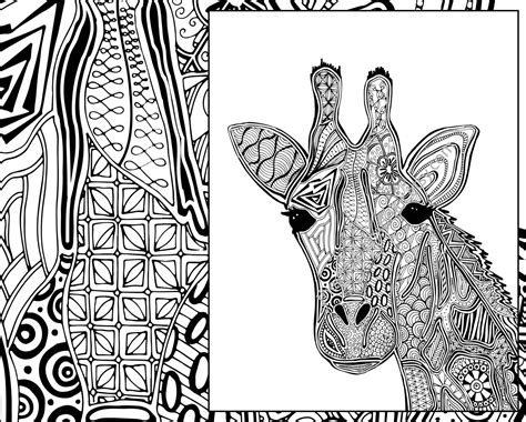 Giraffe Coloring Page Animal Coloring Page Adult Coloring