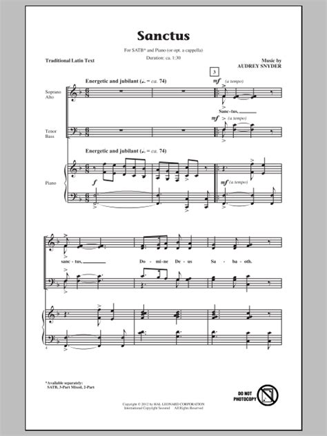 Sanctus Sheet Music Audrey Snyder Satb Choir