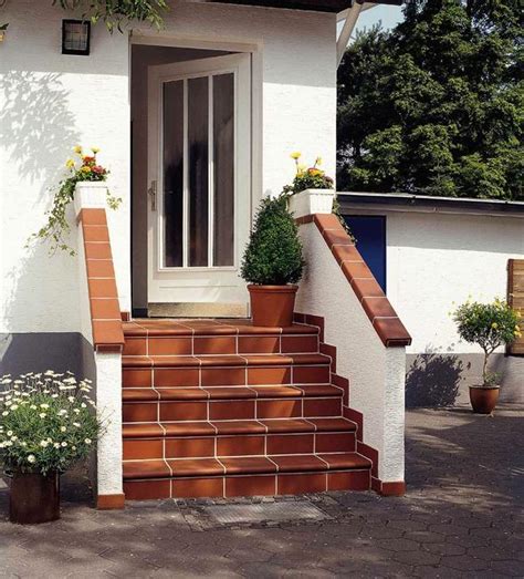 This allowance provides some design flexibility. Building Exterior Stairs with Classy Bricks and Modern Tiles