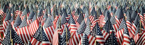 Panoramic Image Of An Array Of Memorial Day Flags Stock Photo