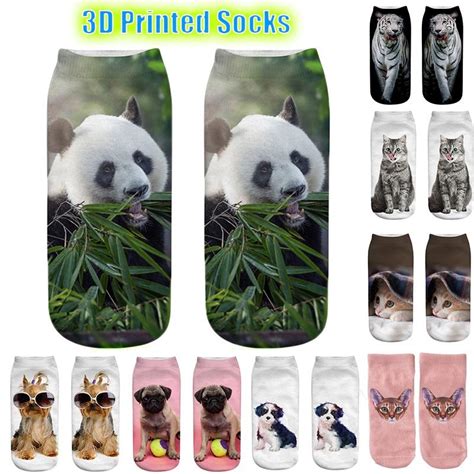 Buy 1 Pairs Lovely 3d Print Cotton Short Socks Boat Casual Cat Cartoons Ankle Female Cute Art