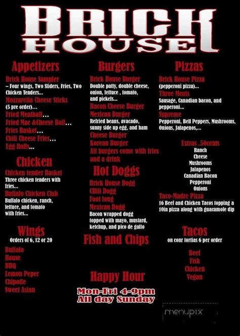 Menu of Brick House in Fond du Lac, WI 54935