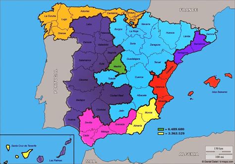 Spain Divided In 7 Regions With The Same Population And A Half