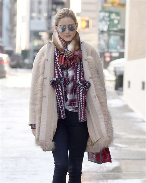 Olivia Palermo Wearing A Fur Coat While Walking In The Snow In Ny