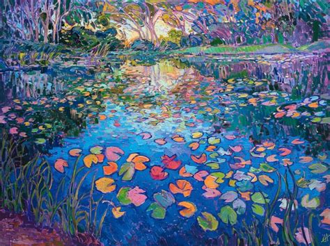 Water Lilies Oil Painting In A Modern Impressionist Style By Erin