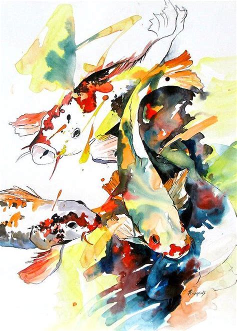Fish Fry Greeting Card By Rae Andrews Koi Painting Watercolor Fish