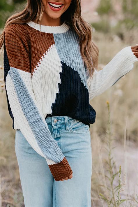 The Sawyer Colorblock Sweater In Navy Color Block Sweater Sweaters